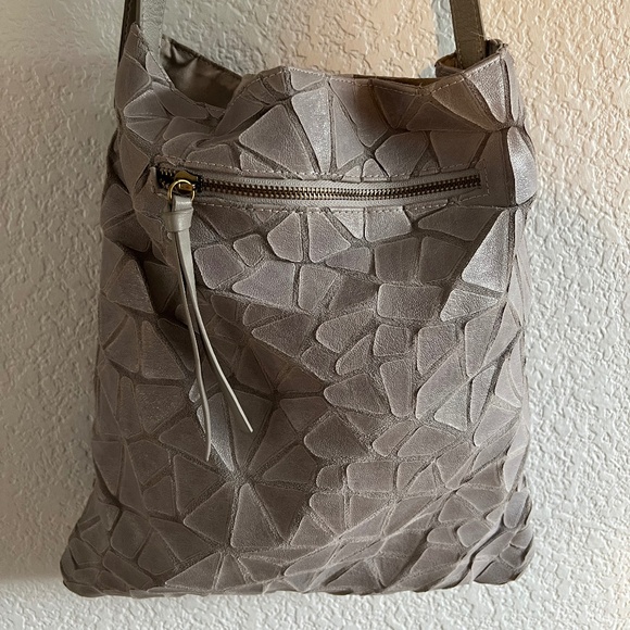 Joy Susan Grey Leather Geo Hobo. - Picture 1 of 15